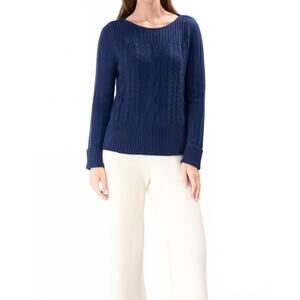 NEW CASHMERE CLOUDS rib detail cashmere sweater in navy